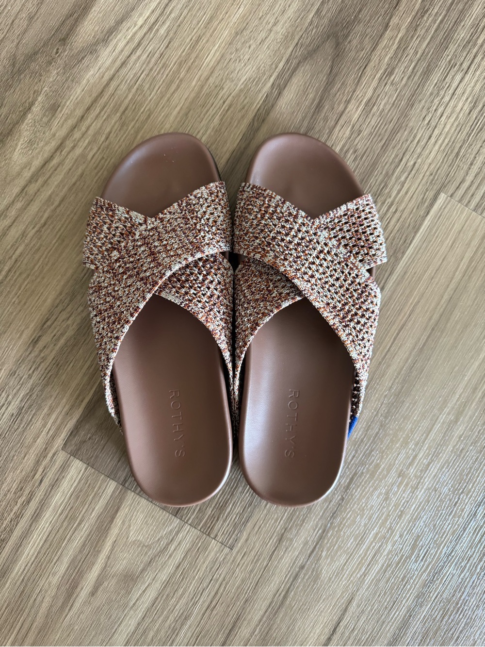 Rothy's Brown Tweed Crisscross Slide Sandals